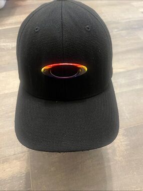 Oakley Black Cap with Plastic Orange Logo